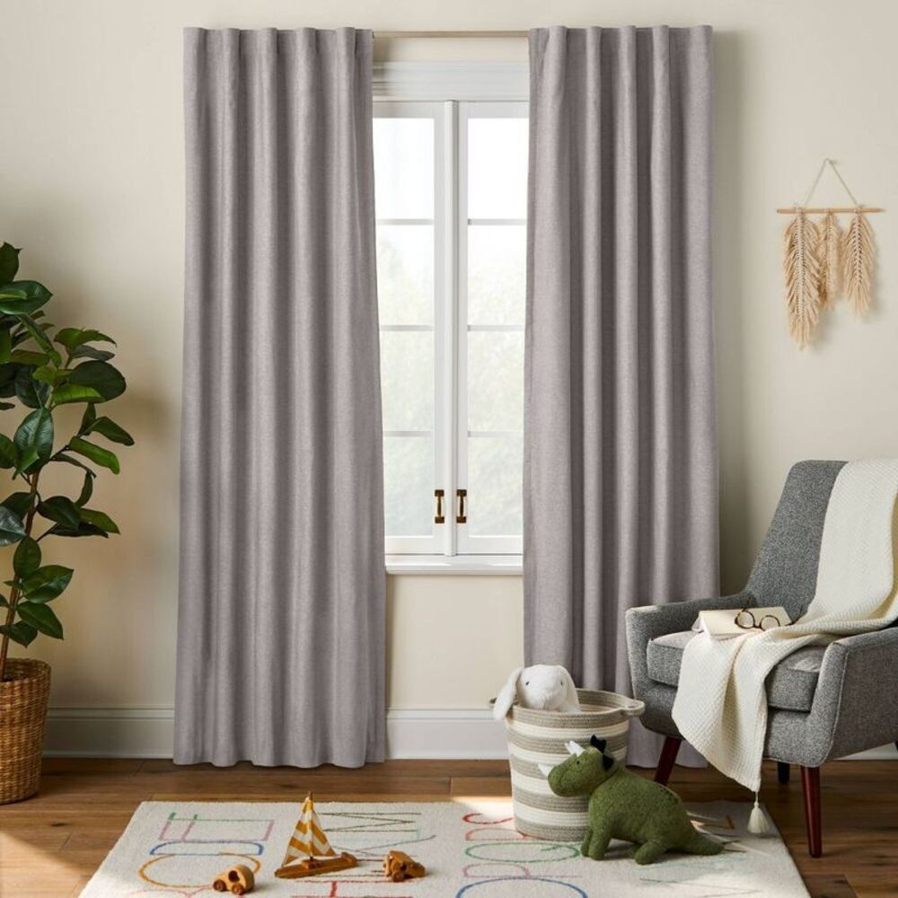 84" Blackout Chambray Cotton Kids' Panel Gray - Pillowfort